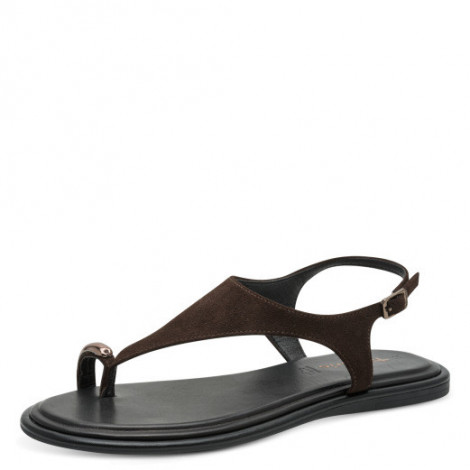 Tamaris Sandalia dedo marrón con adorno bronce