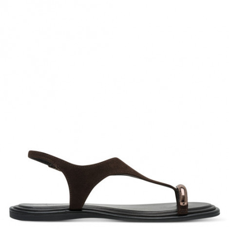 Tamaris Sandalia dedo marrón con adorno bronce