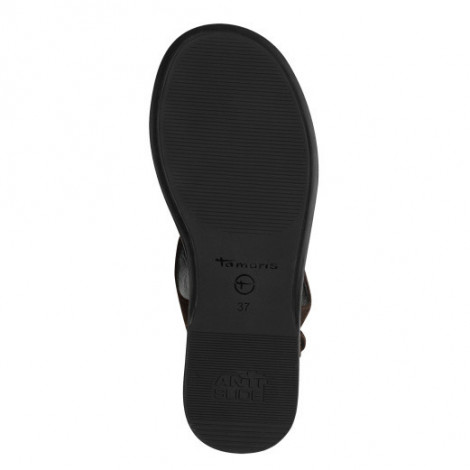 Tamaris Sandalia dedo marrón con adorno bronce