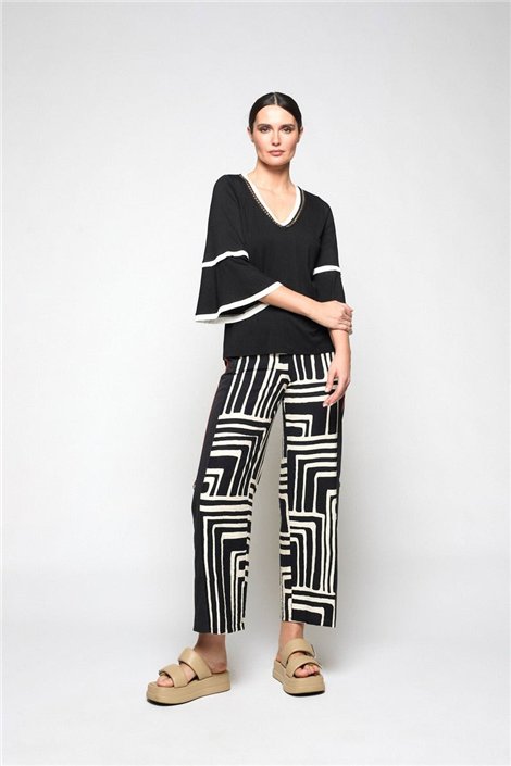 Mercedes De Miguel Pantalón Mitxoleta negro estampado