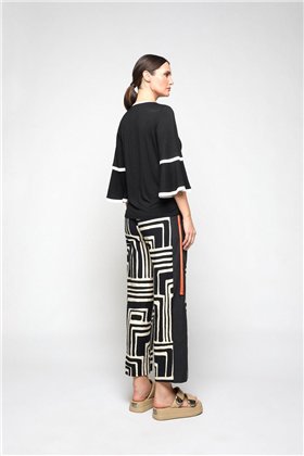 Mercedes De Miguel Pantalón Mitxoleta negro estampado