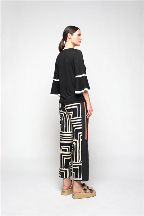 Mercedes De Miguel Pantalón Mitxoleta negro estampado