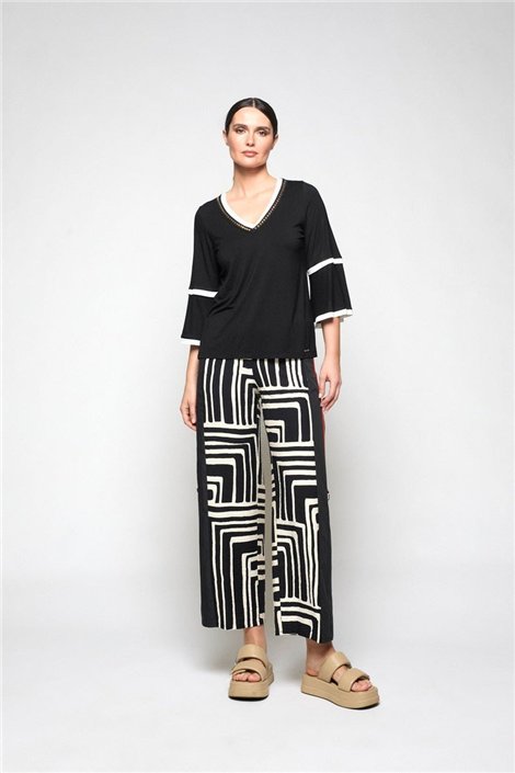 Mercedes De Miguel Pantalón Mitxoleta negro estampado