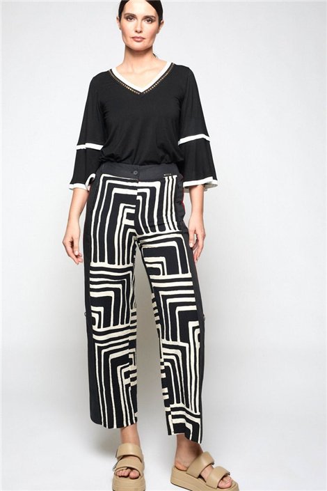 Mercedes De Miguel Pantalón Mitxoleta negro estampado