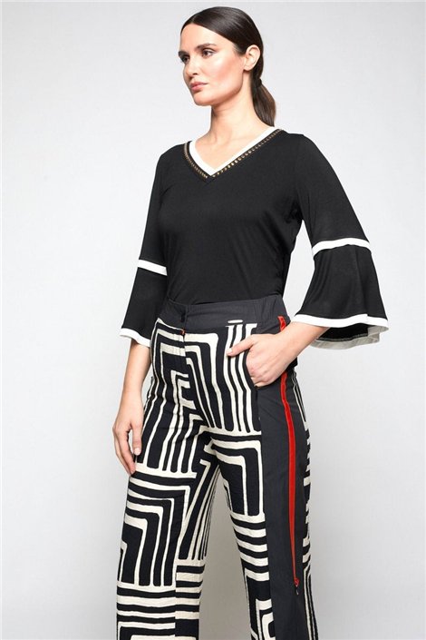 Mercedes De Miguel Pantalón Mitxoleta negro estampado