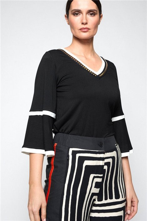 Mercedes De Miguel Pantalón Mitxoleta negro estampado