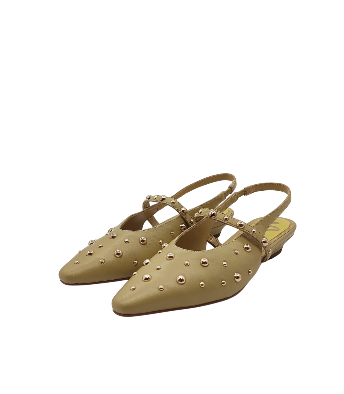 Vosso Moda Manoletina color pistacho de piel con tachas