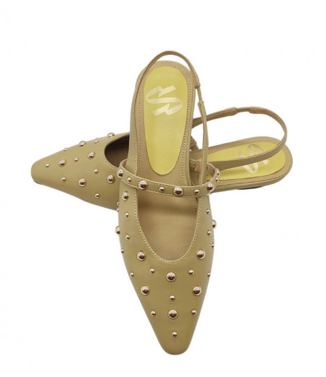 Vosso Moda Manoletina color pistacho de piel con tachas