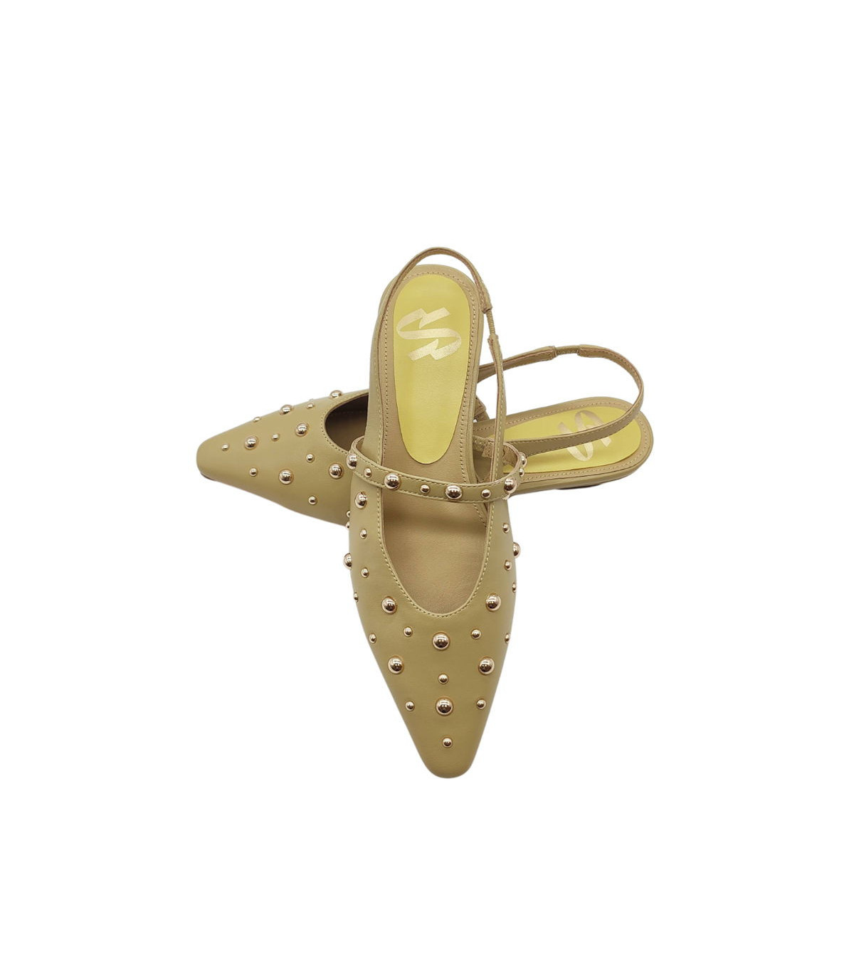 Vosso Moda Manoletina color pistacho de piel con tachas