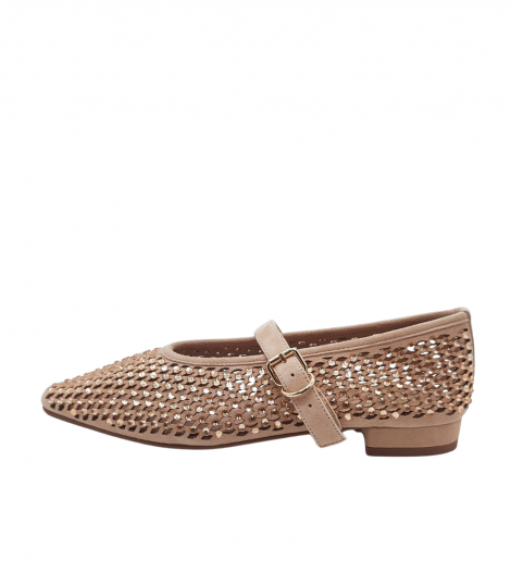 Vosso Moda Manoletinas nude en serraje con pedrería