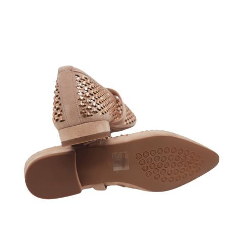 Vosso Moda Manoletinas nude en serraje con pedrería