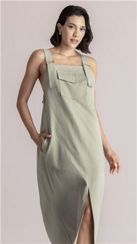 Moutaki Vestido color kaki con tirante ajustable