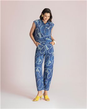 Moutaki Pantalón navy estampado