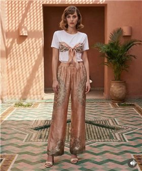 Amosa Pantalón satinado estampado