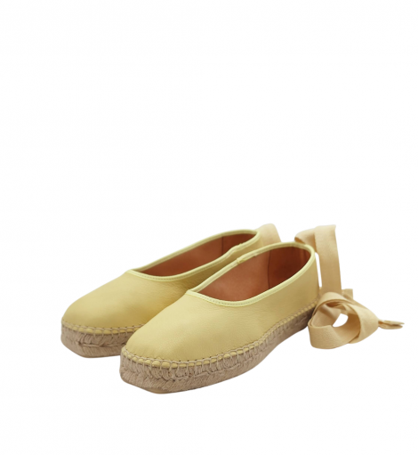 Vosso Moda Cuña baja vainilla con lazada