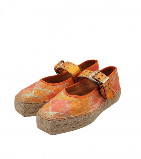 Vosso Moda Cuña baja con estampado naranja metalizado