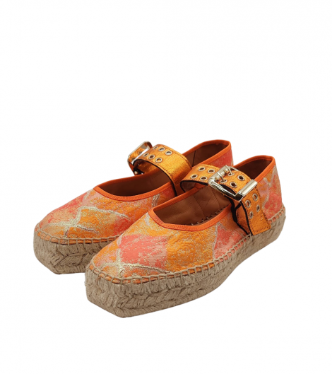 Vosso Moda Cuña baja con estampado naranja metalizado