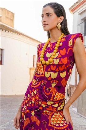 Colour Nude Vestido OMNY estampado étnico