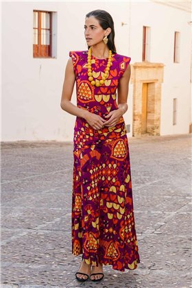 Colour Nude Vestido OMNY estampado étnico