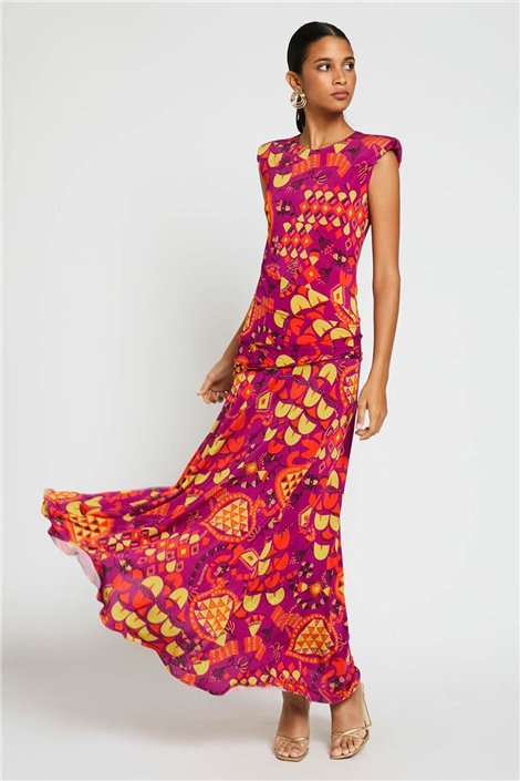 Colour Nude Vestido OMNY estampado étnico