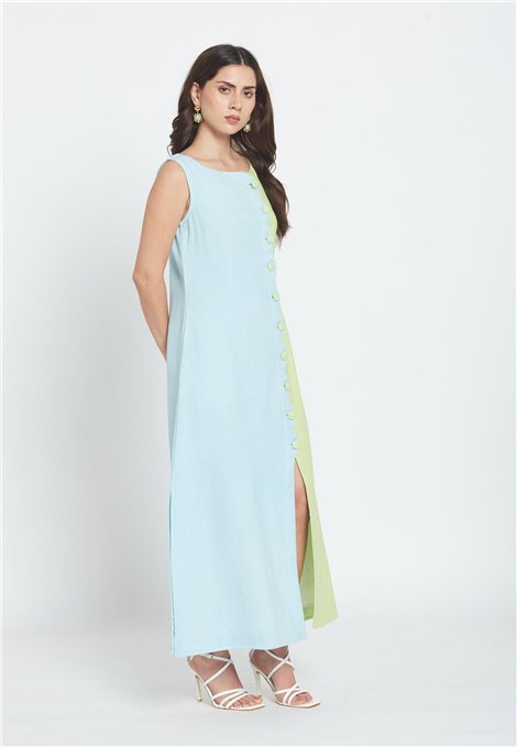 Be Sunset Vestido bicolor con botones ondas