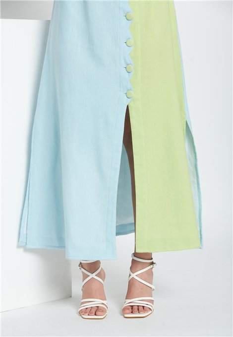 Be Sunset Vestido bicolor con botones ondas