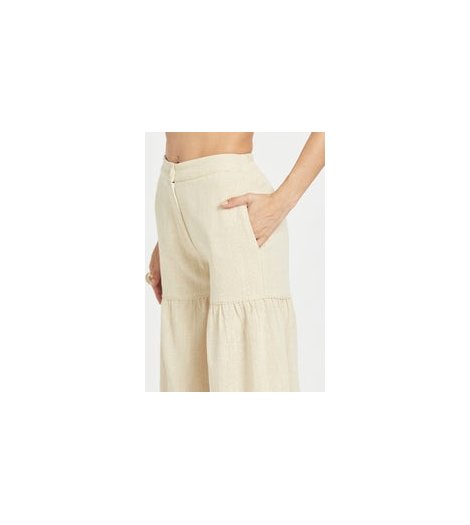 Be Sunset Pantalones Luz de lino con volantes y detalle lurex