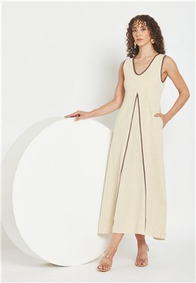 Be Sunset Vestido Naciente de lino con detalle lurex