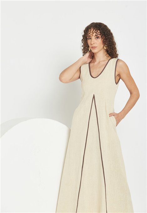 Be Sunset Vestido Naciente de lino con detalle lurex