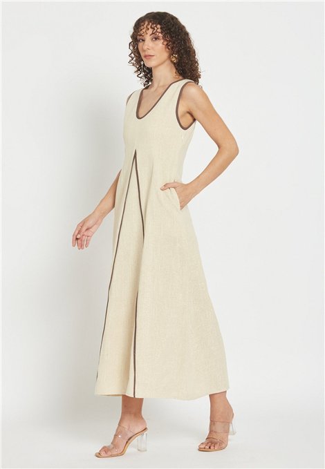 Be Sunset Vestido Naciente de lino con detalle lurex