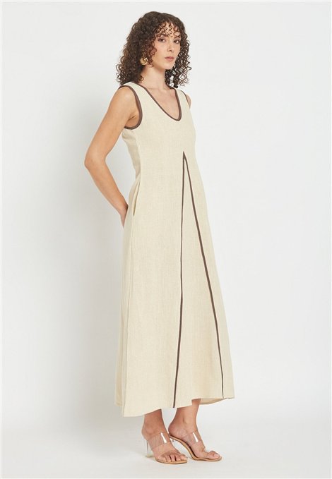 Be Sunset Vestido Naciente de lino con detalle lurex
