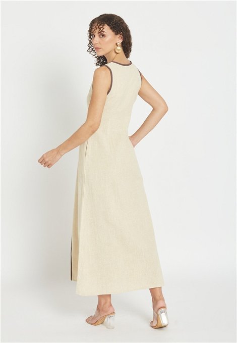 Be Sunset Vestido Naciente de lino con detalle lurex