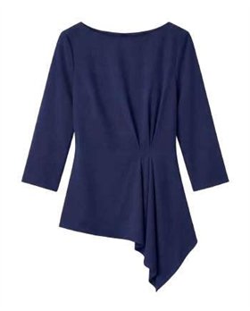 Parole Blusa elegante marino con pliegues asimétricos
