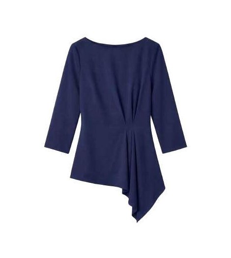 Parole Blusa elegante marino con pliegues asimétricos
