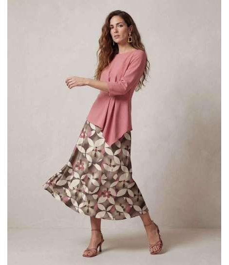 Parole Blusa elegante rosa viejo con pliegues asimétricos