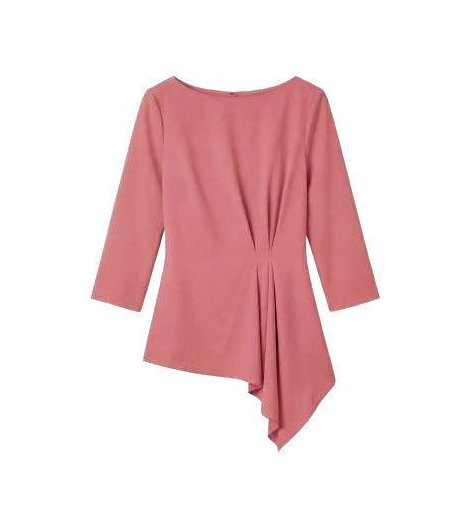 Parole Blusa elegante rosa viejo con pliegues asimétricos