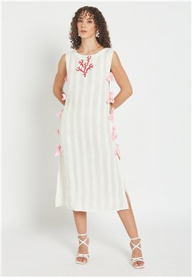 Be Sunset Vestido doble tejido con detalle lazos