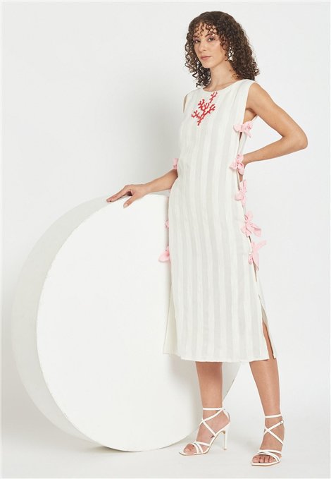Be Sunset Vestido doble tejido con detalle lazos