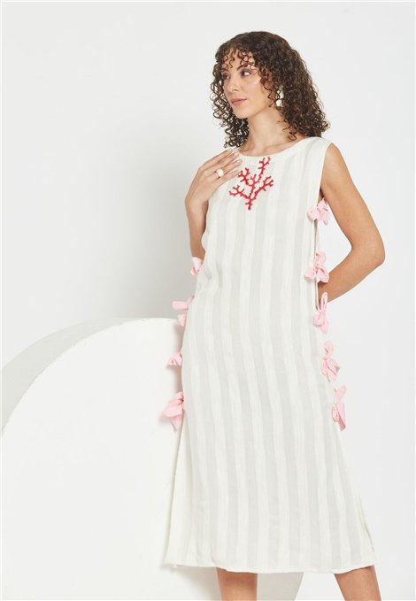 Be Sunset Vestido doble tejido con detalle lazos