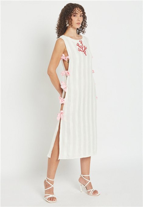 Be Sunset Vestido doble tejido con detalle lazos