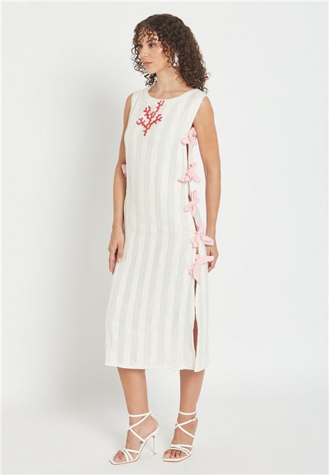 Be Sunset Vestido doble tejido con detalle lazos