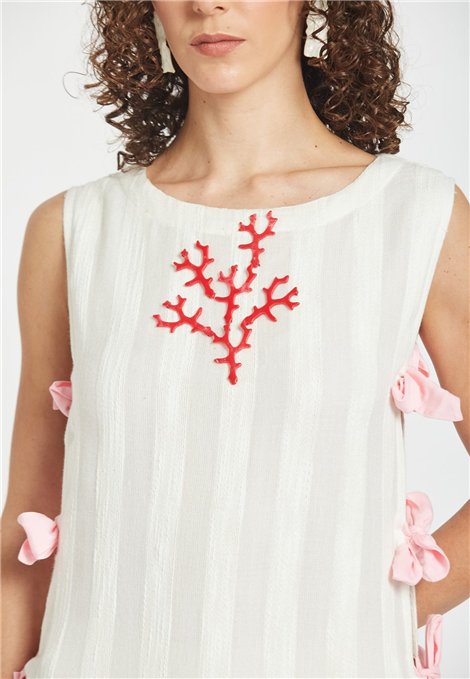 Be Sunset Vestido doble tejido con detalle lazos