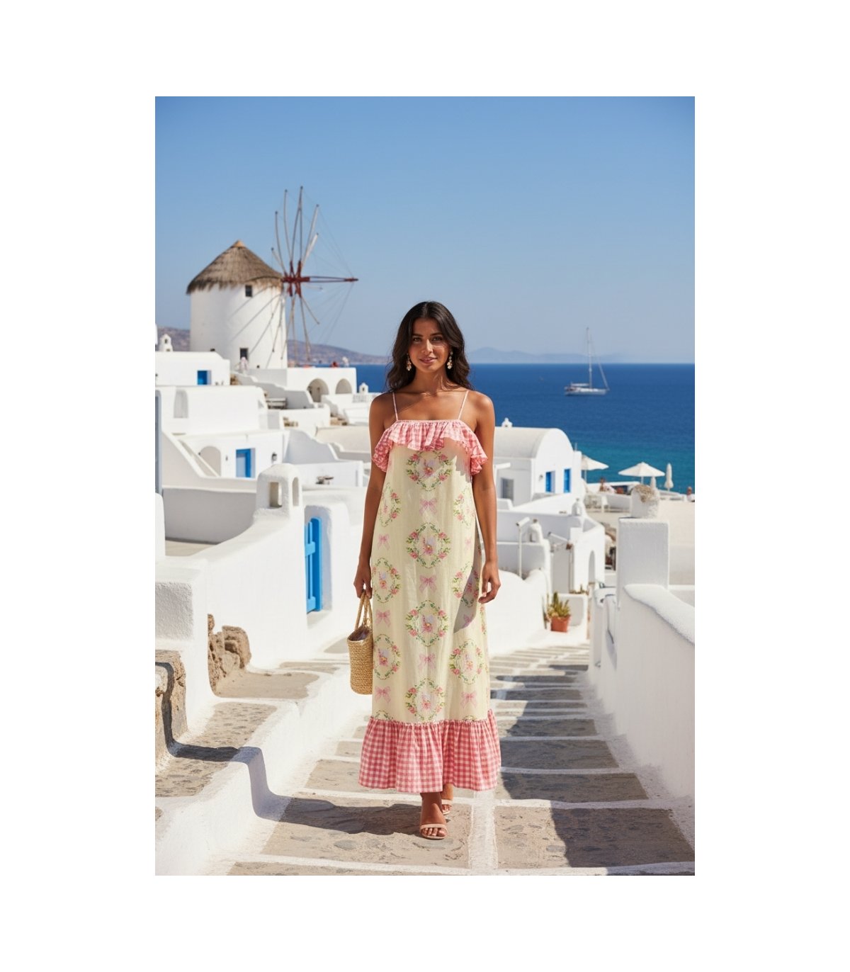 Be Sunset Vestido Girasole de volantes y estampado floral