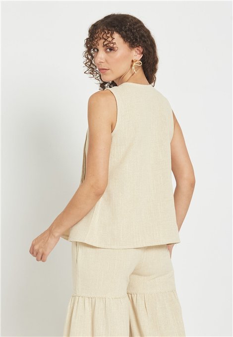 Be Sunset Blusa sin mangas con detalle drapeado y lazada
