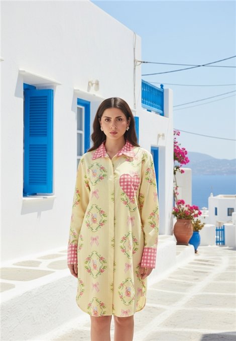 Be Sunset Vestido corto camisero de estampado floral