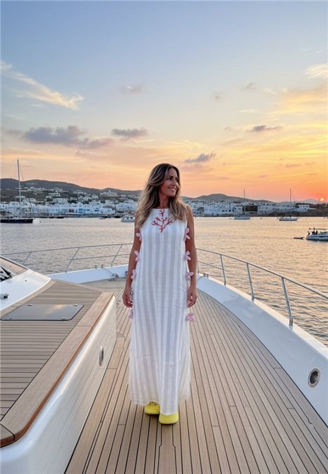 Be Sunset Vestido doble tejido con detalle lazos