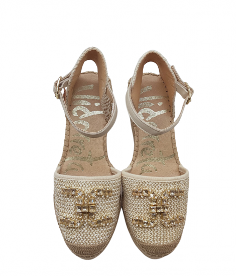 Vidorreta Cuña beige de rafia y joyas