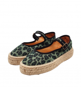 Vosso Moda Cuña baja animal print verde