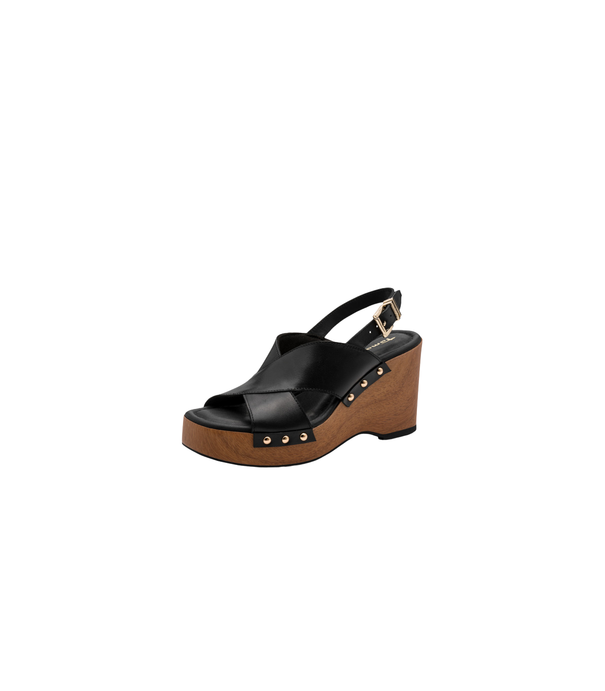 Tamaris Sandalia de cuña en piel negra