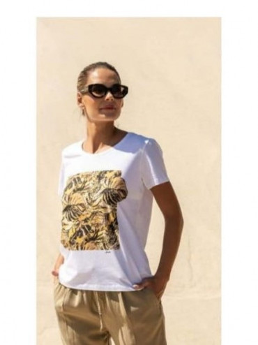 Scusi Camiseta blanca con estampado botánico